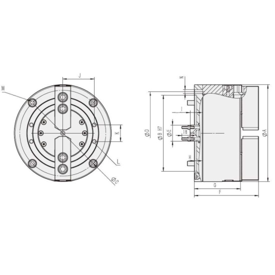 Большое фото товара - KS08-2, Двухкулачковый Цельный пневматический патрон, P004. Вариант №2