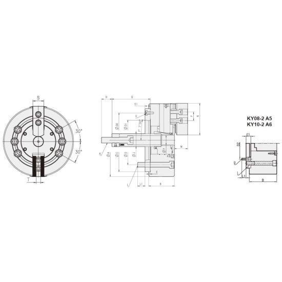 Большое фото товара - KY10-2, Двухкулачковый Цельный силовой патрон, P092. Вариант №2