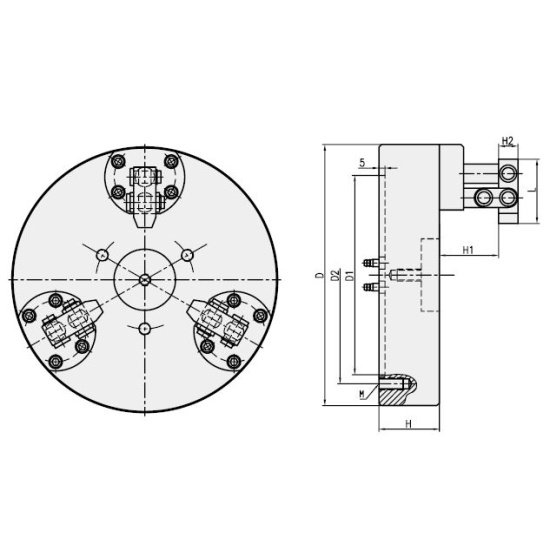 Большое фото товара - KG250-Q, Трехкулачковый Патрон для зажима прижимной пластины, P164. Вариант №2